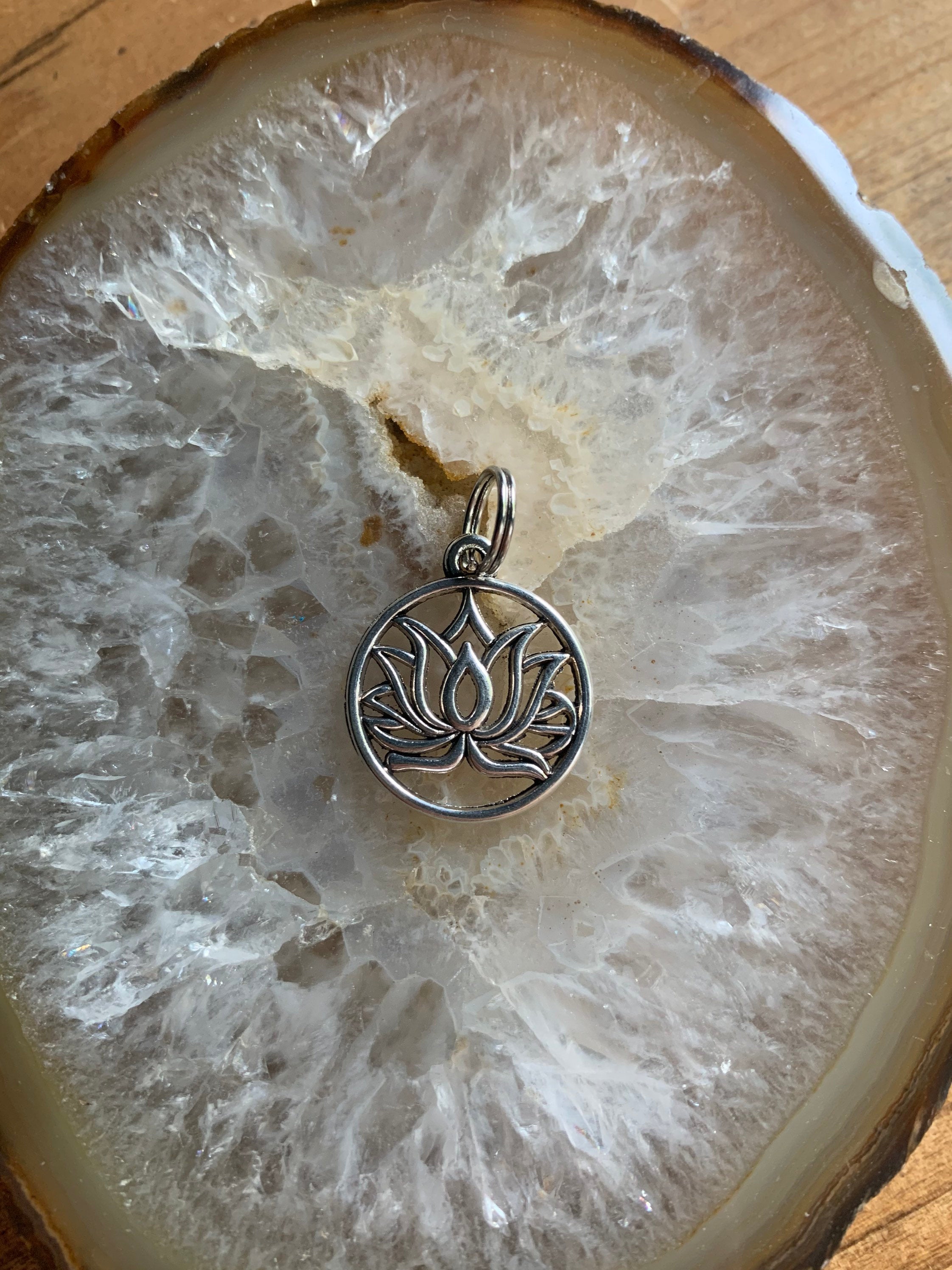Circle Lotus Flower Charm Necklace or Keychain – Earthly Wrappings